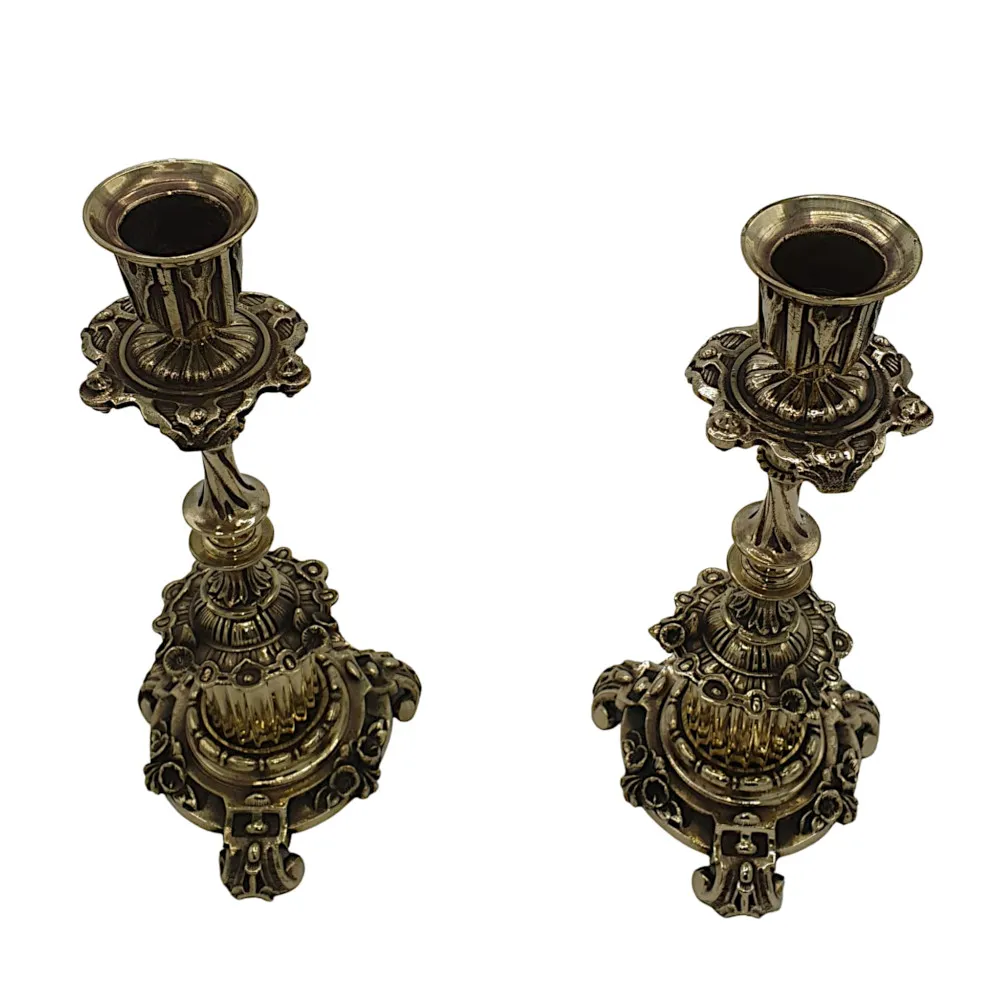 A Lovely Pair of 19th Century Polished Brass Candlesticks