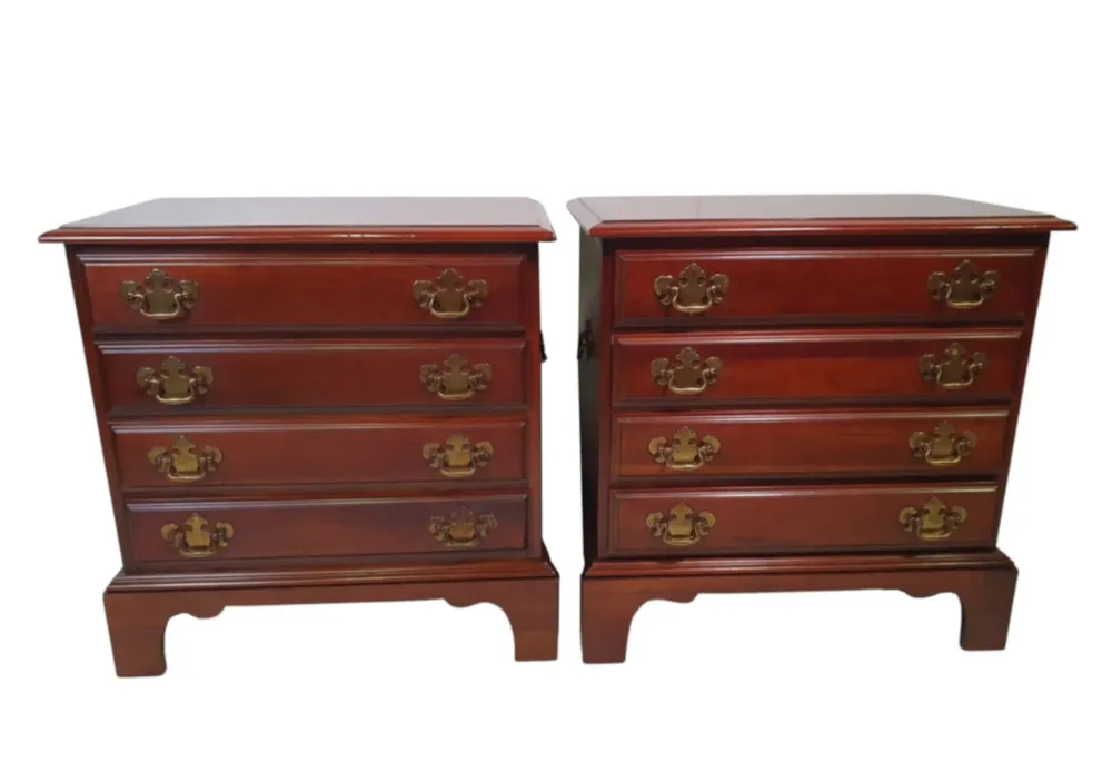 A Gorgeous Pair of 20th Century Bedside Chests in the Georgian Manner