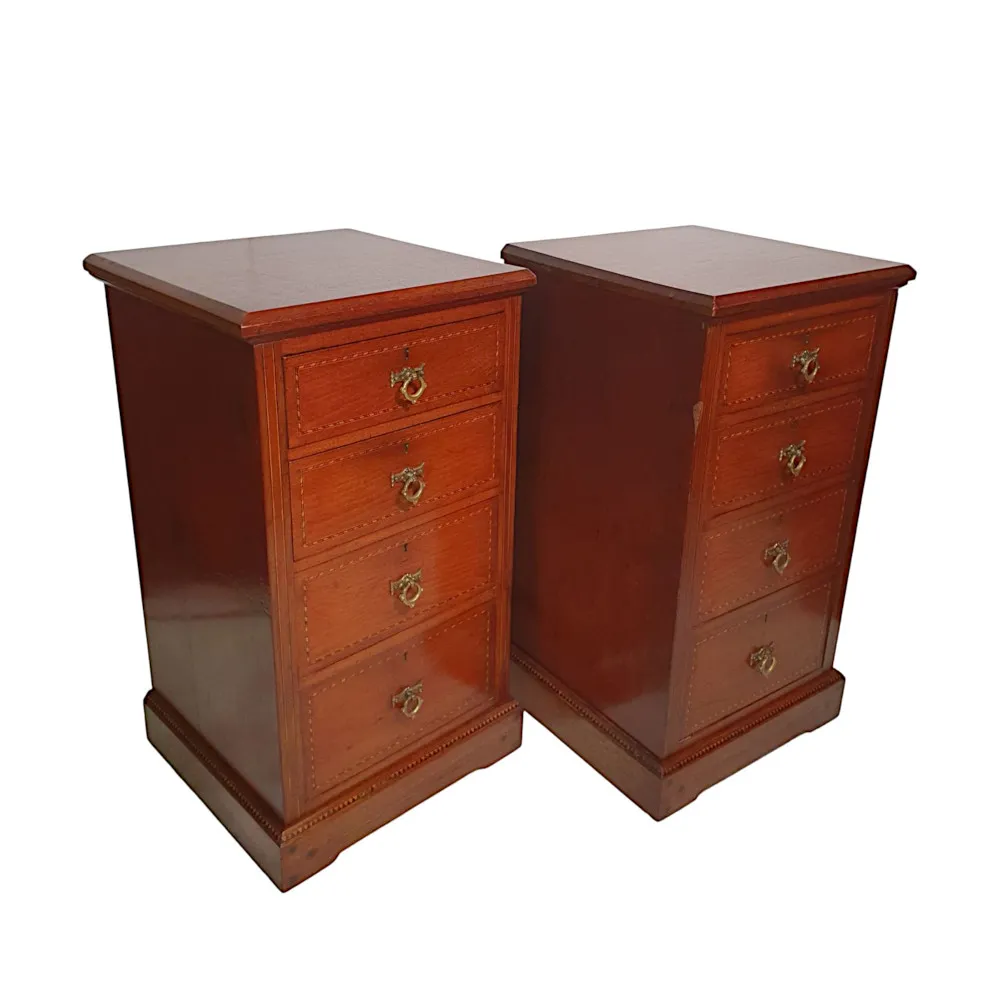  A Lovely Quality Pair of 19th Century Inlaid Bedside Chests