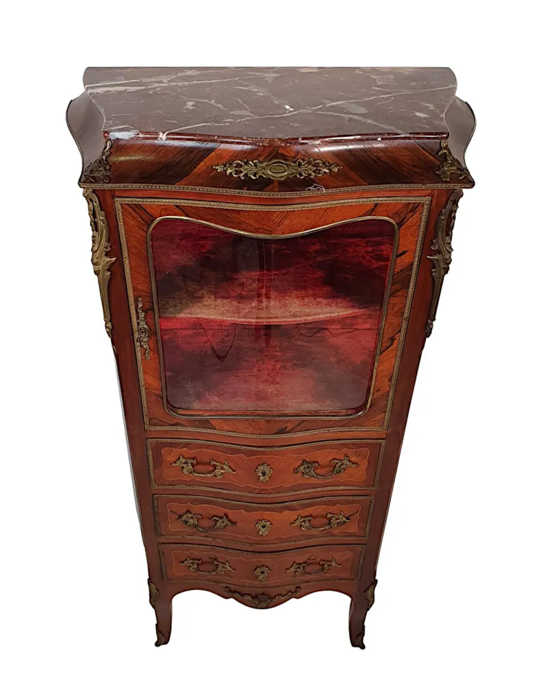 A Fine French 19th Century Serpentine Marble Top Display Cabinet