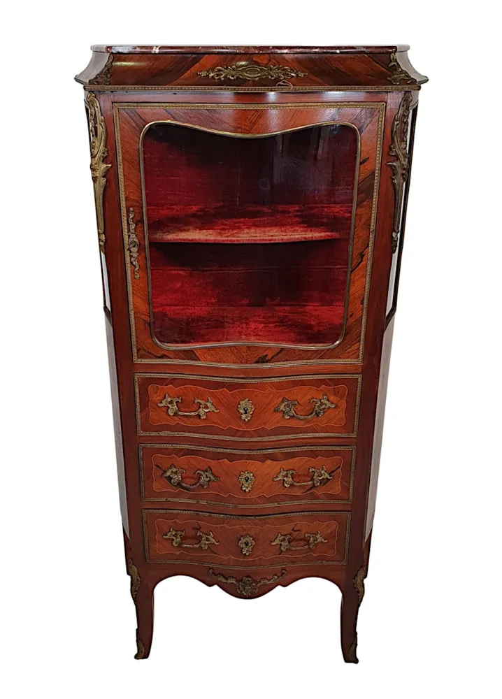 A Fine French 19th Century Serpentine Marble Top Display Cabinet