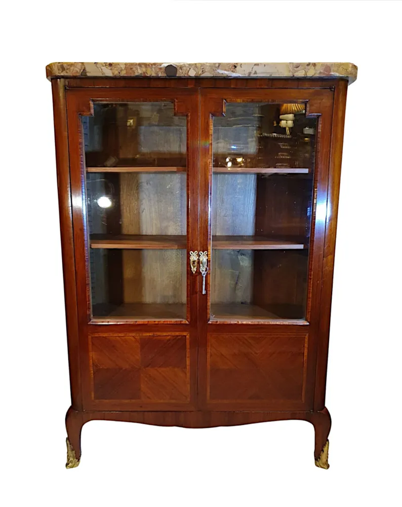 A Very Fine and Rare Pair of 19th Century Marble Top Bookcases