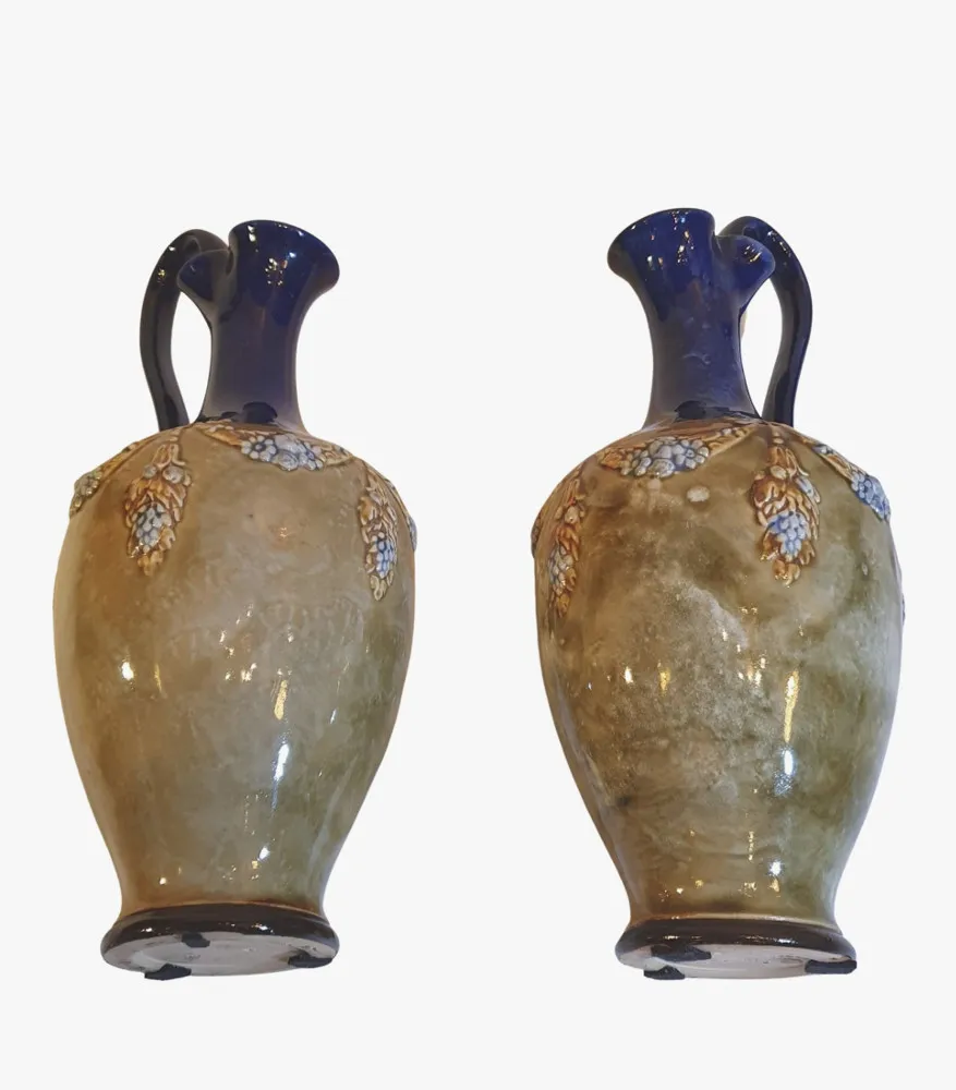 A Lovely Pair of Early 20th Century Royal Doulton Burslem Stoneware Ewers