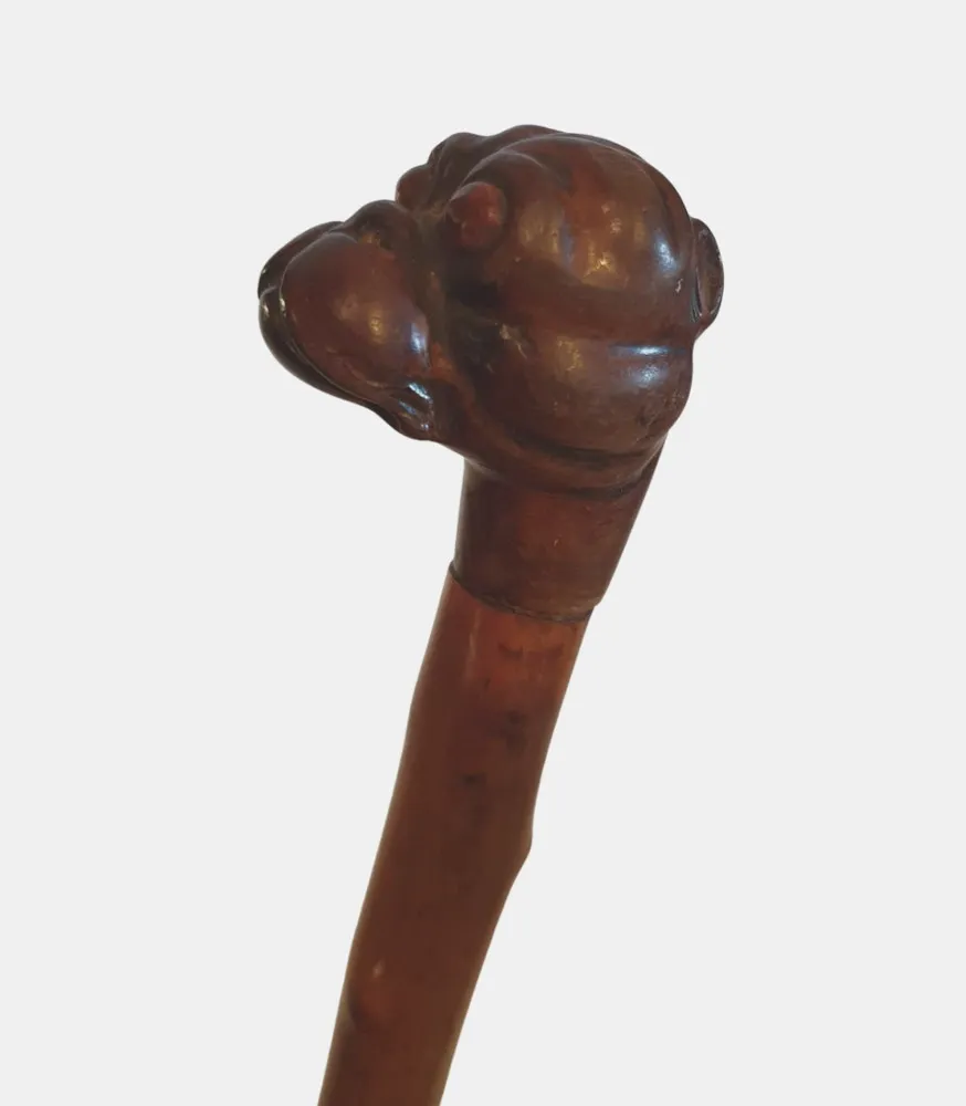 A Lovely Quality 19th Century Walking Stick with a Bull Dog Head Handle 