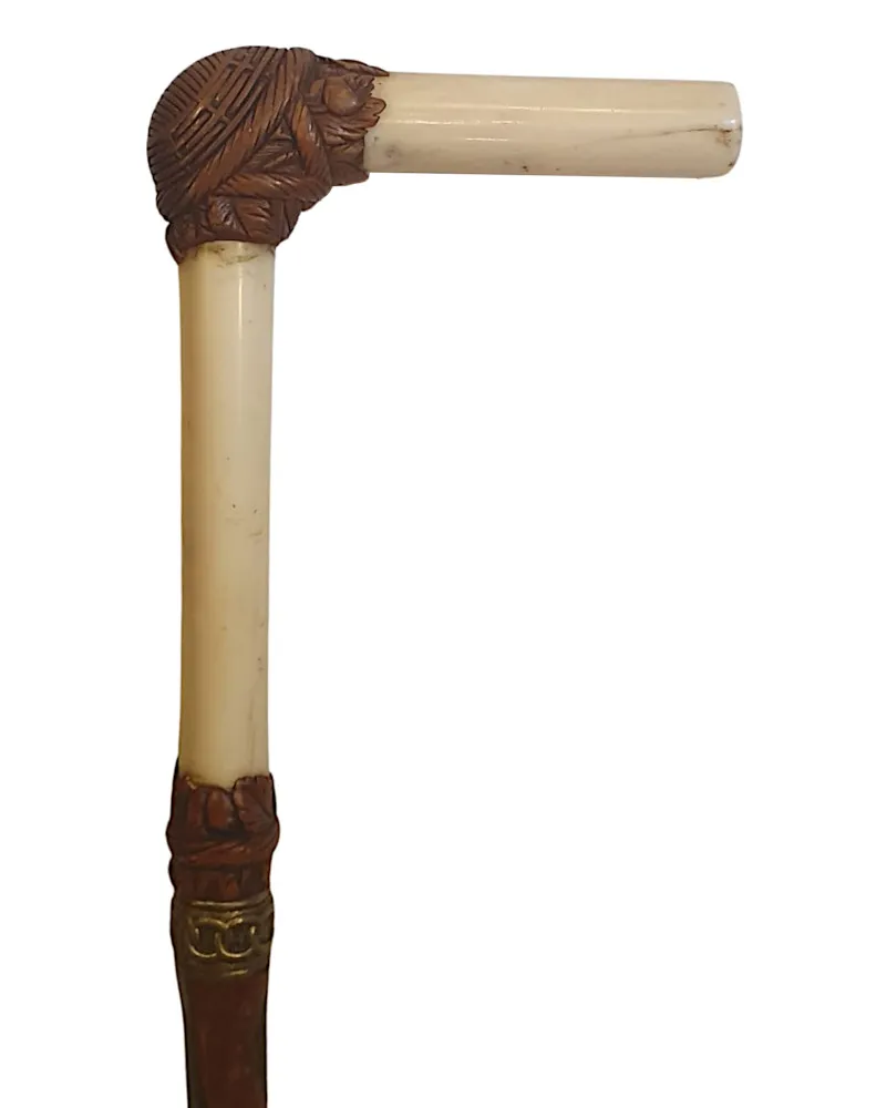 A Very Fine and Unusual 19th Century Walking Stick with an Ivory Handle
