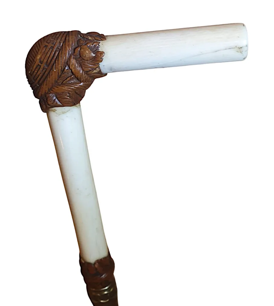 A Very Fine and Unusual 19th Century Walking Stick with an Ivory Handle