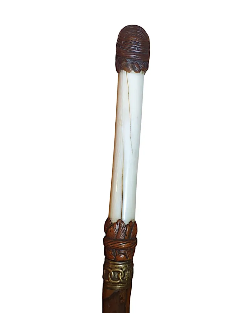 A Very Fine and Unusual 19th Century Walking Stick with an Ivory Handle