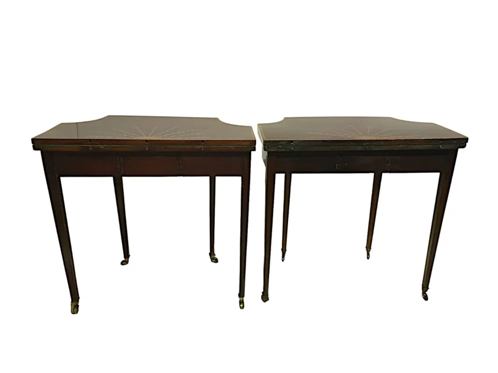 A Very Rare and Fine Pair of 19th Century Inlaid Card Tables 