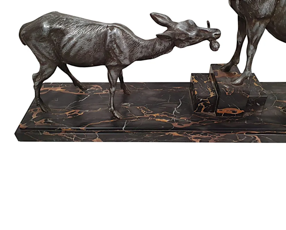 A Very Fine Art Deco Animalier Sculpture of a Stag and Doe by L. A. Carvin