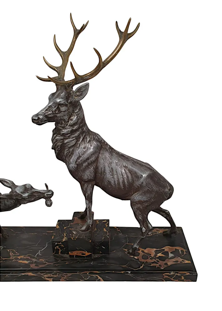 A Very Fine Art Deco Animalier Sculpture of a Stag and Doe by L. A. Carvin