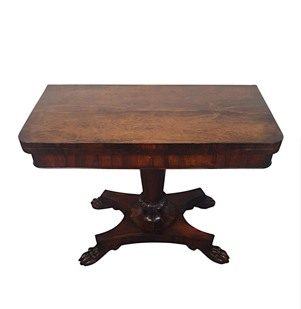 A Very Fine 19th Century Irish William IV Card Table in the manner of William and Gibton