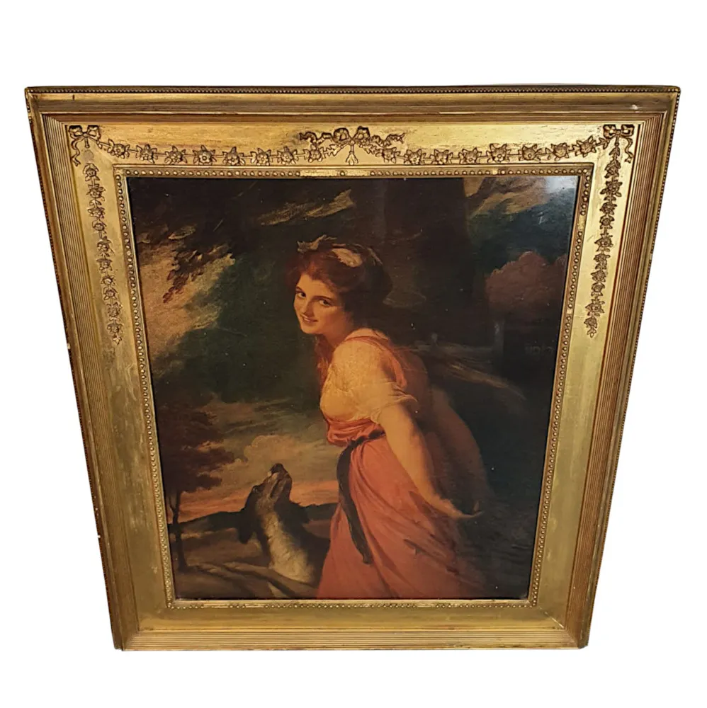 A Beautiful 19th Century Giltwood Framed 'Medici' Print of Lady Hamilton