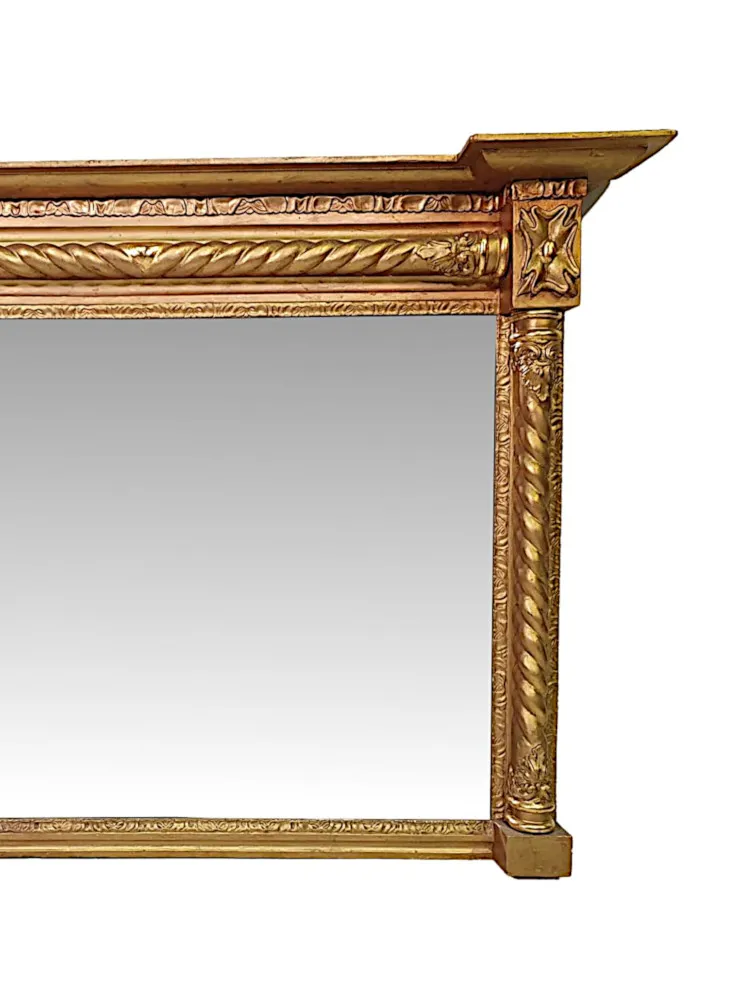 A Fine 19th Century Regency Rectangular Giltwood Overmantle Mirror