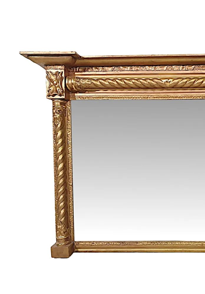 A Fine 19th Century Regency Rectangular Giltwood Overmantle Mirror