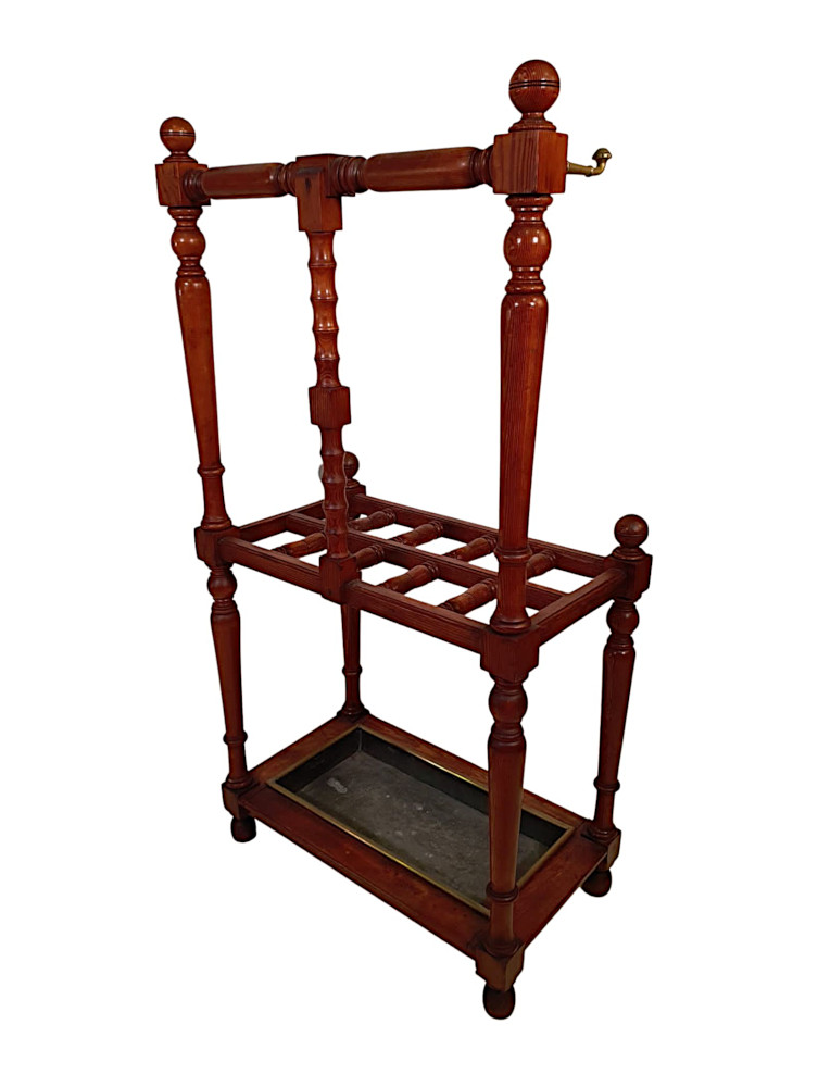 A Rare 19th Century Country House Pitch Pine Umbrella or Stick Stand