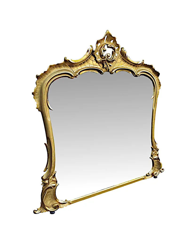 A Superb Large 19th Century Giltwood Overmantle Mirror