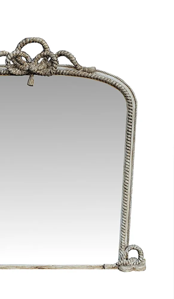 A Gorgeous 19th Century Overmantle Mirror Restored in a Distressed Paint Finish