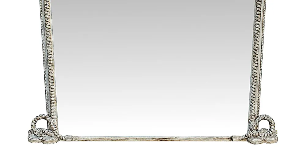 A Gorgeous 19th Century Overmantle Mirror Restored in a Distressed Paint Finish