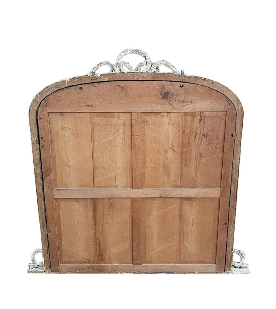 A Gorgeous 19th Century Overmantle Mirror Restored in a Distressed Paint Finish