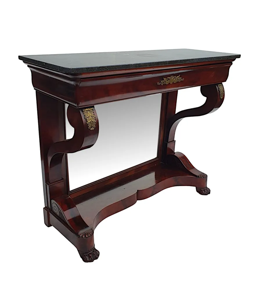 A Very Fine 19th Century Flame Mahogany Marble Top Console Table