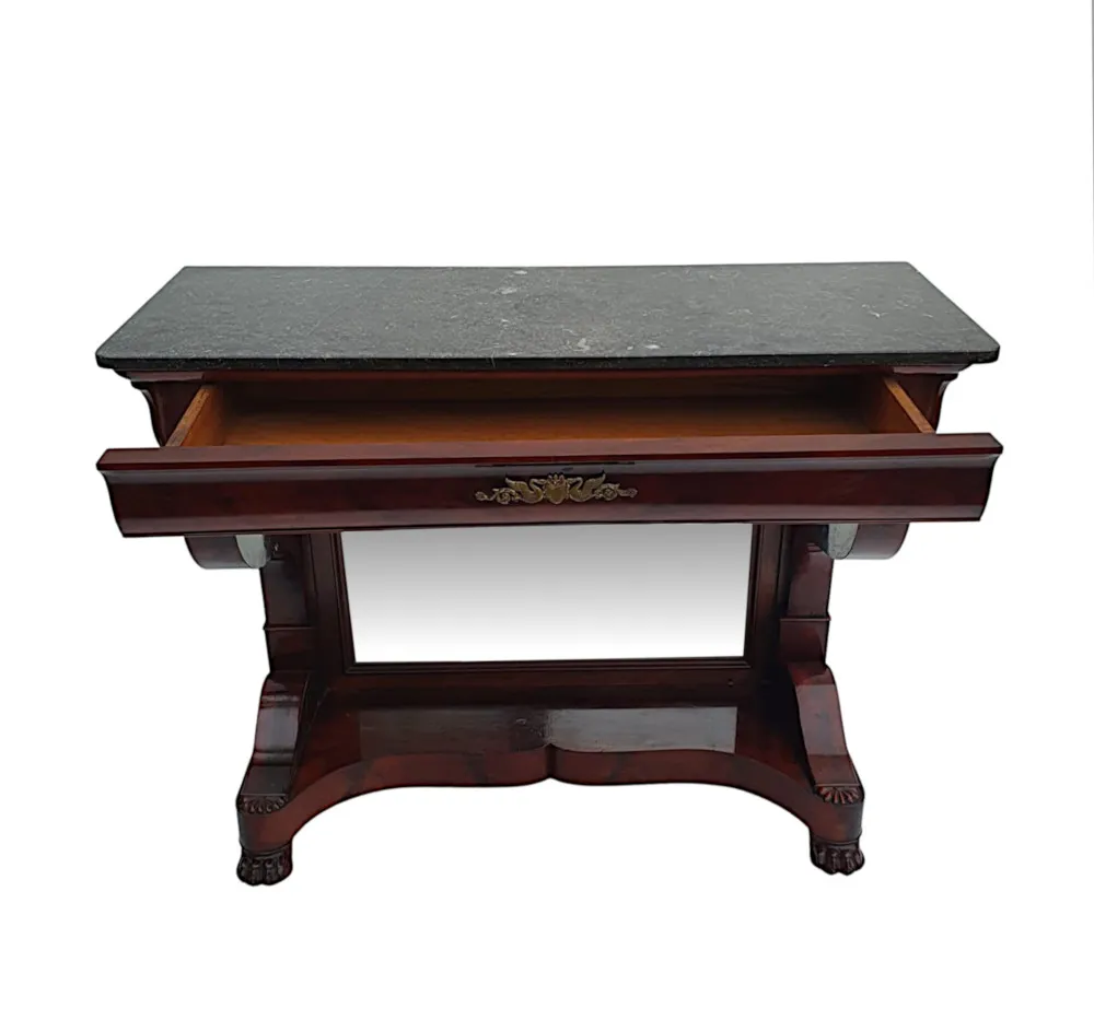 A Very Fine 19th Century Flame Mahogany Marble Top Console Table