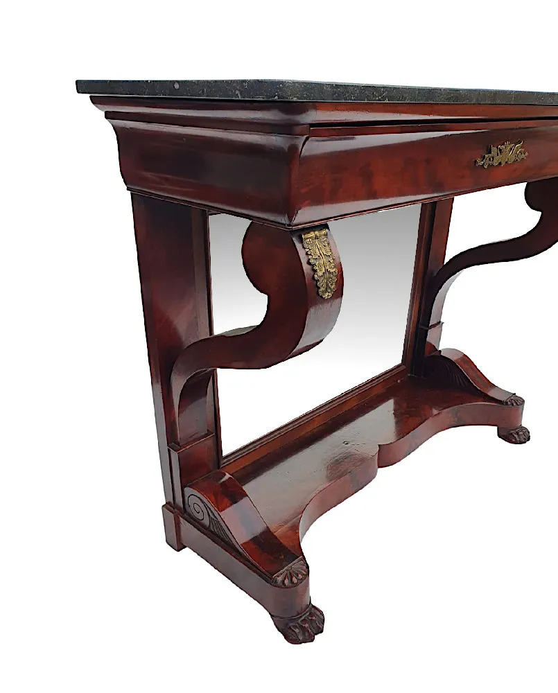 A Very Fine 19th Century Flame Mahogany Marble Top Console Table