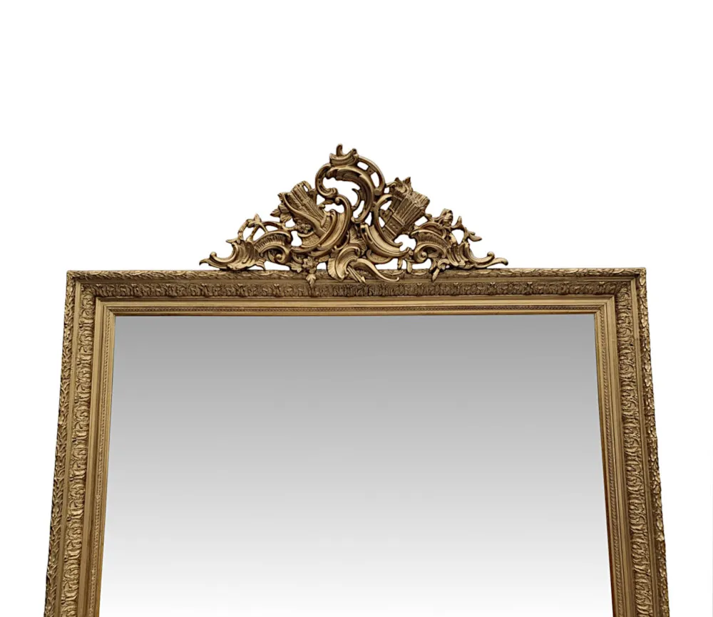 A Very Rare and Fine Pair of 19th Century Overmantle or Leaner Mirrors