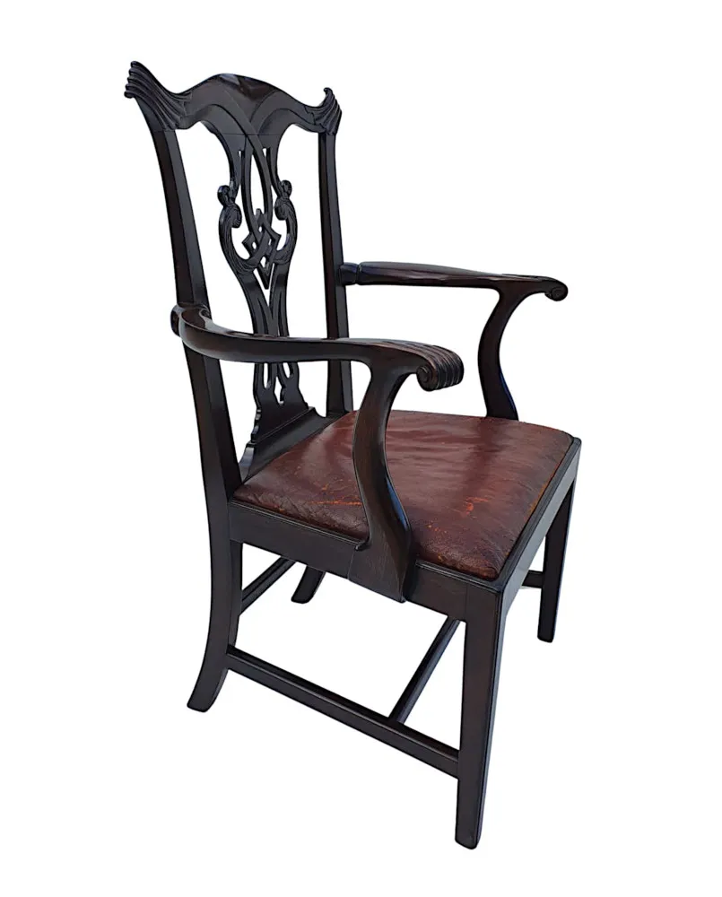 A Very Fine Pair of 19th Century Georgian Design Armchairs after Thomas Chippendale
