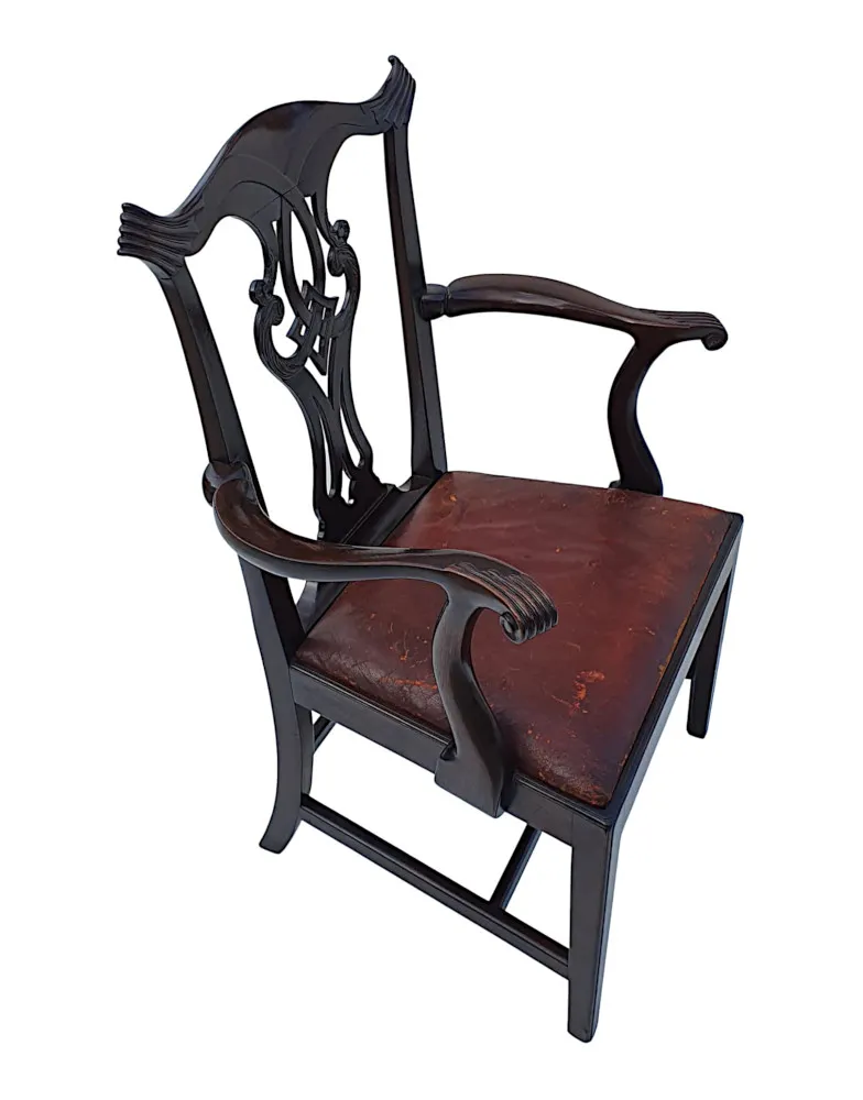 A Very Fine Pair of 19th Century Georgian Design Armchairs after Thomas Chippendale