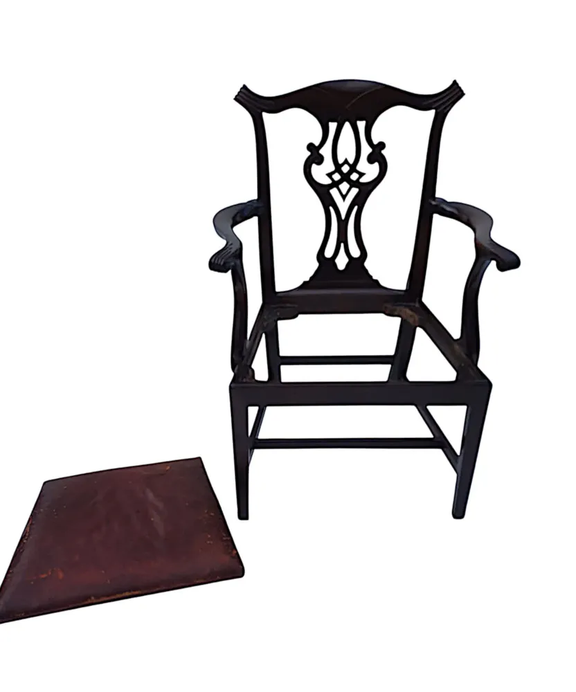 A Very Fine Pair of 19th Century Georgian Design Armchairs after Thomas Chippendale