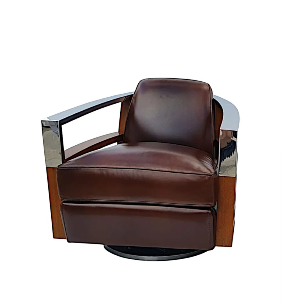 A Stunning Quality Contemporary Revolving Armchair in the Art Deco Style