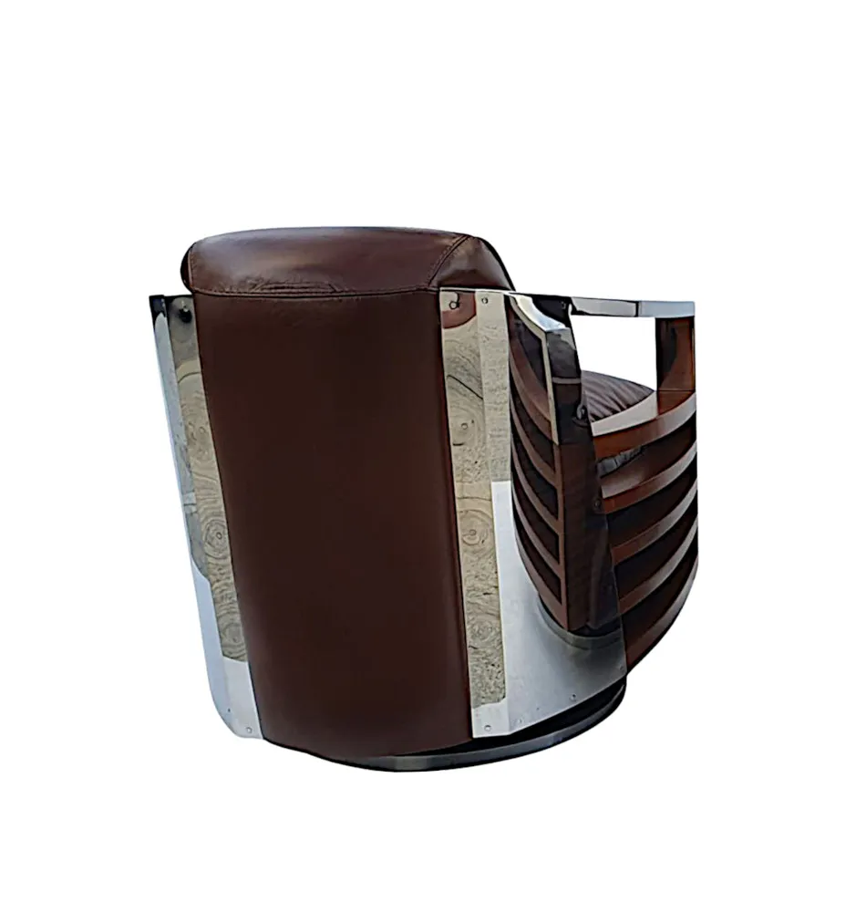 A Stunning Quality Contemporary Revolving Armchair in the Art Deco Style