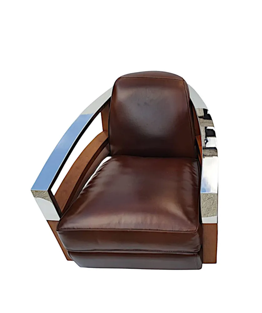 A Stunning Quality Contemporary Revolving Armchair in the Art Deco Style