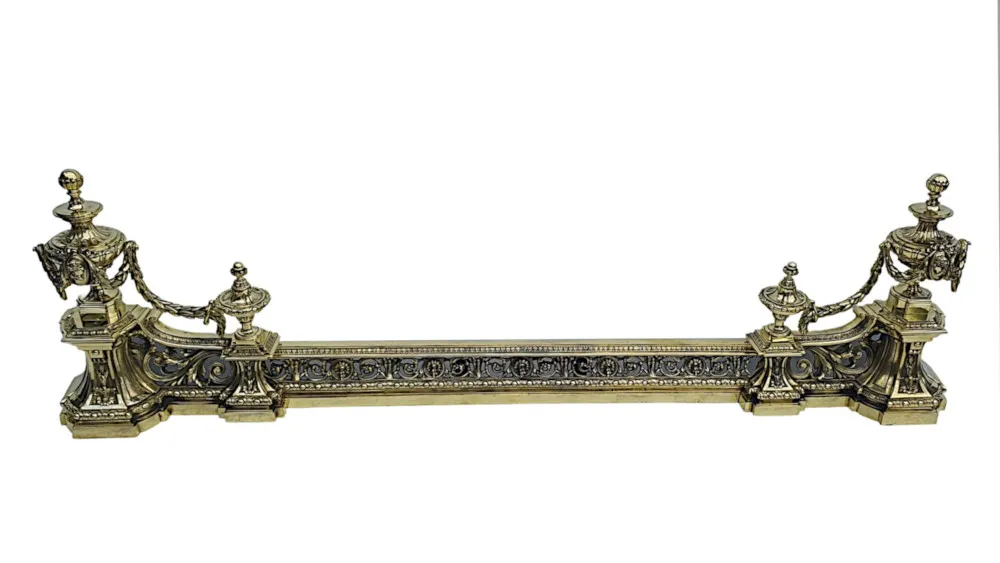 An Exceptionally Rare 19th Century Cast Brass Adjustable Fender