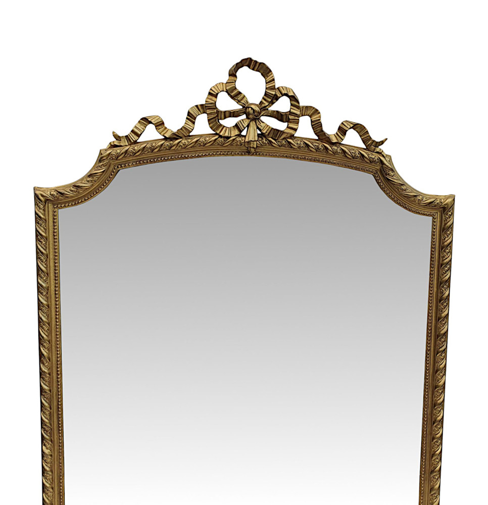 A Very Fine 19th Century Giltwood Leaner or Hall or Overmantle Mirror