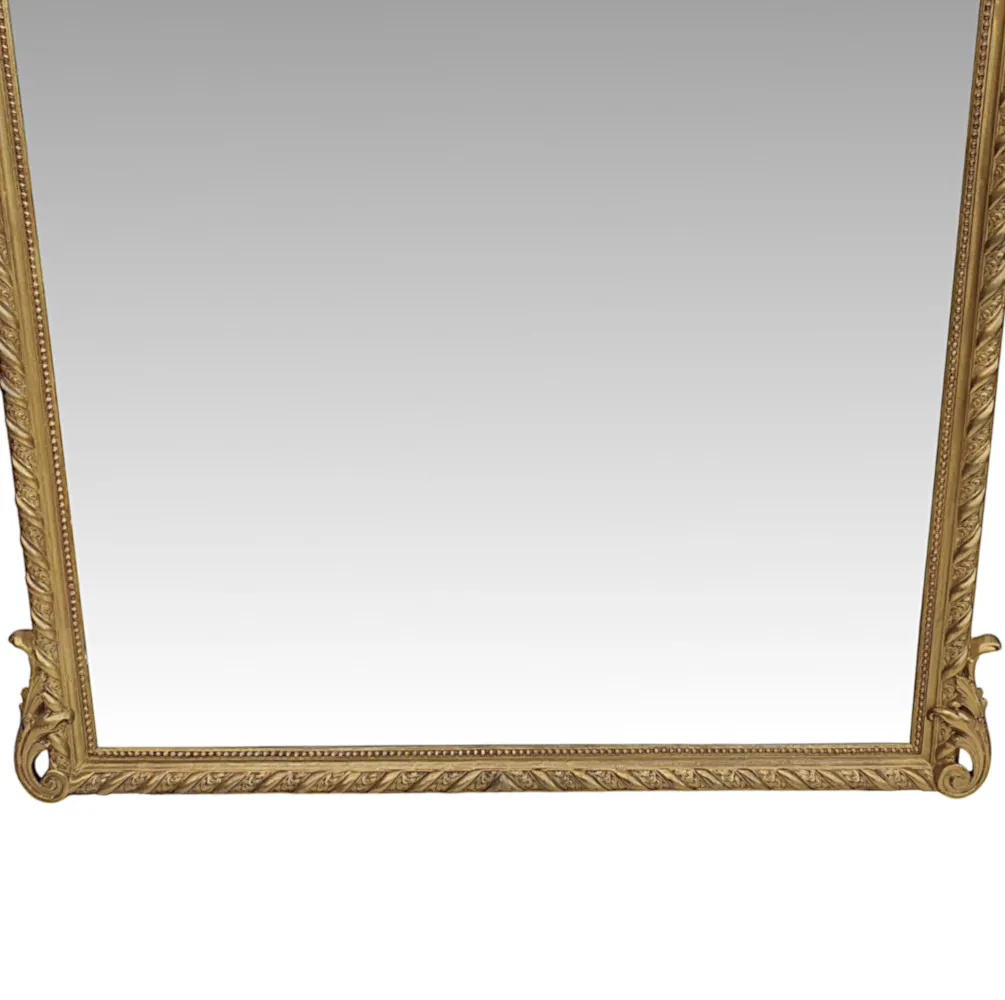 A Very Fine 19th Century Giltwood Leaner or Hall or Overmantle Mirror