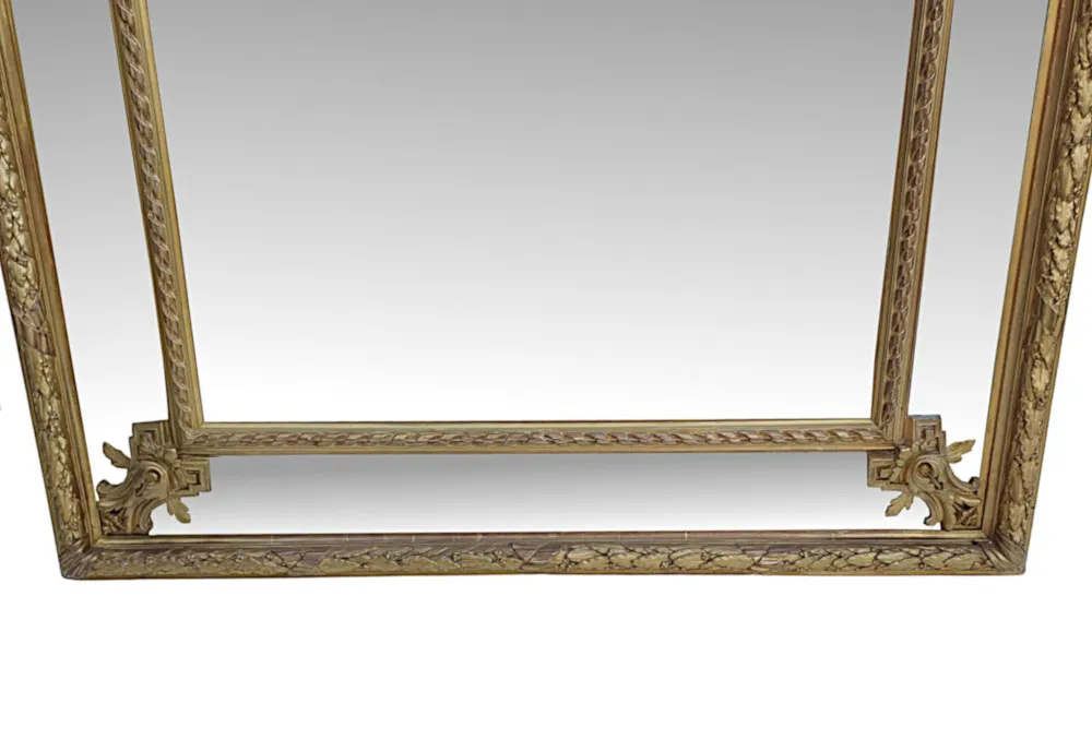 A Superb 19th Century Giltwood Margin Overmantle or Hall Mirror