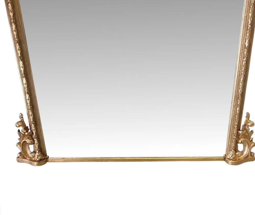 A Fantastic Large 19th Century Giltwood Overmantle Mirror