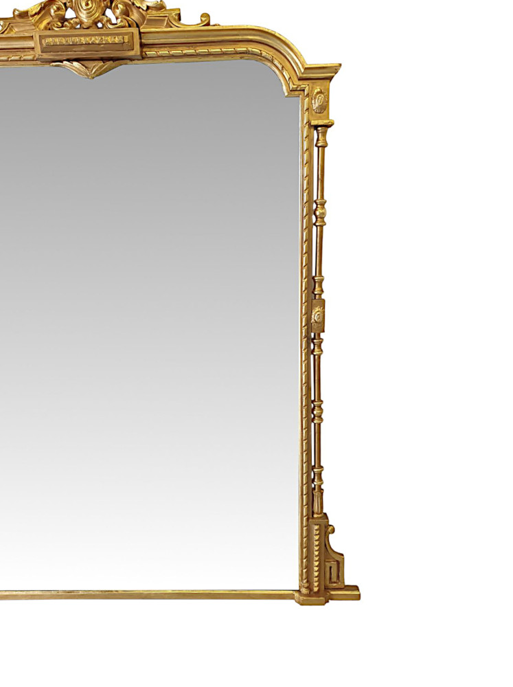 An Exceptionally Grand 19th Century Giltwood Overmantle Mirror