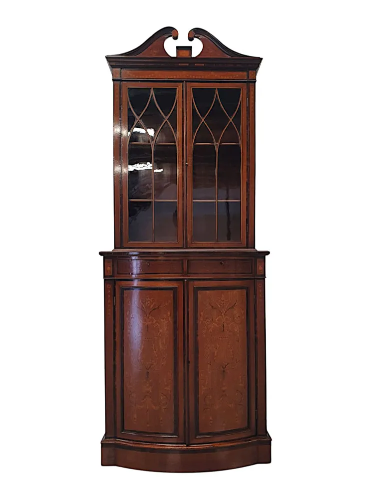 A Fine Edwardian Inlaid Two Door Bookcase