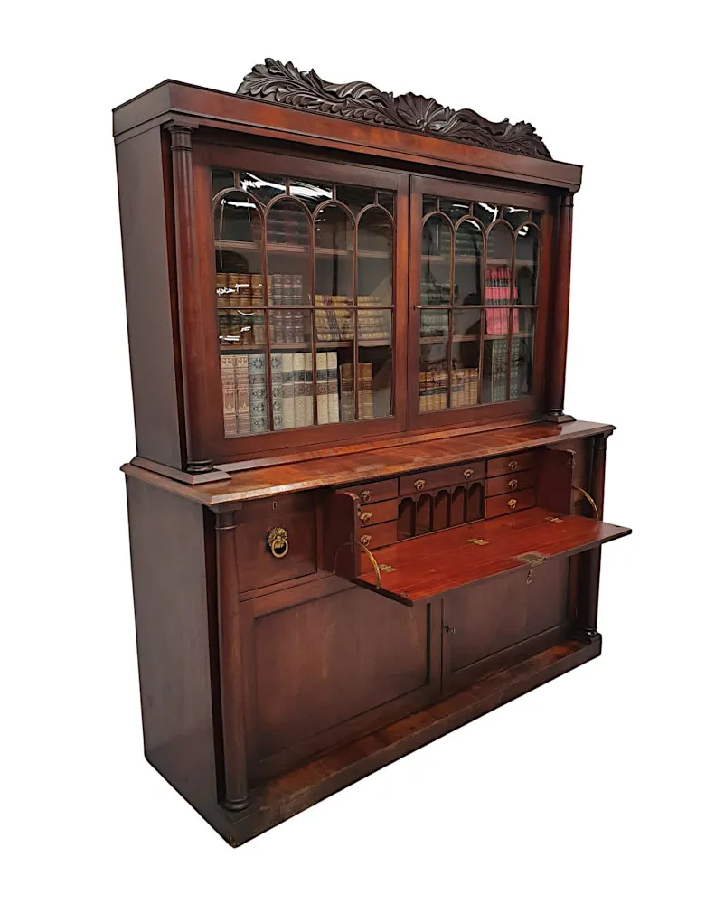 A Rare and Fine Early 19th Century William IV Irish Secretaire Bookcase