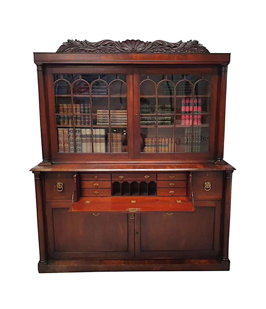 A Rare and Fine Early 19th Century William IV Irish Secretaire Bookcase