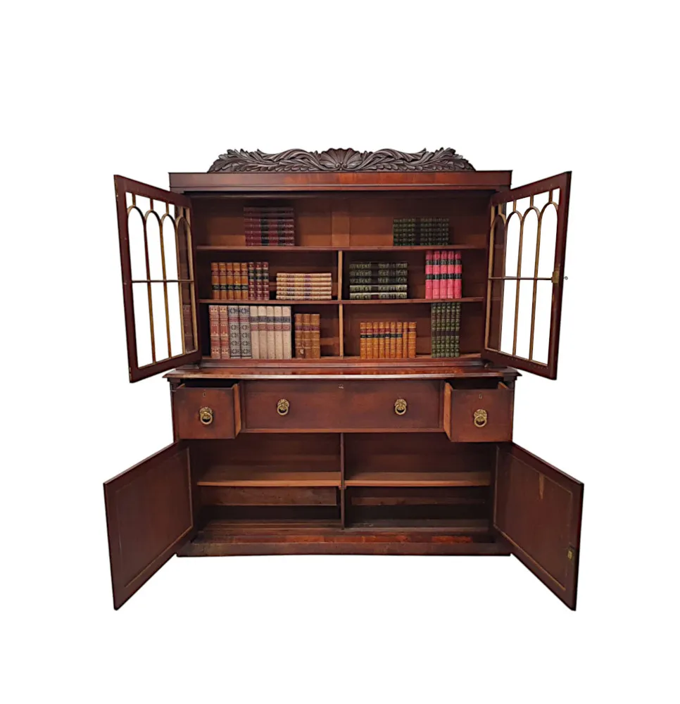 A Rare and Fine Early 19th Century William IV Irish Secretaire Bookcase