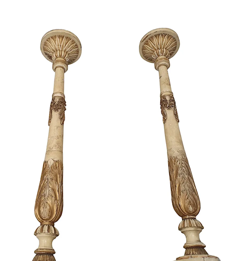 A Very Rare and Unusual Pair of 19th Century Parcel Gilt Torcheres