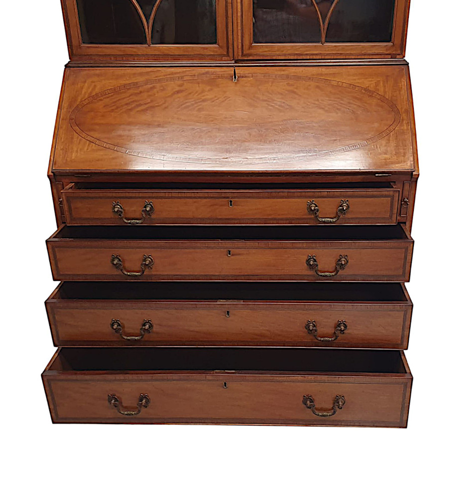 A Fine 19th Century Satinwood Fall Front Bureau Bookcase