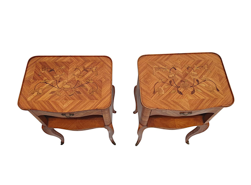 A Fabulous Pair of Early 20th Century Inlaid Bedside Cabinets