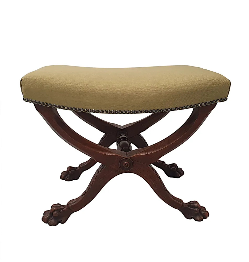 An Exceptional and Rare 19th Century Irish X Framed Stool