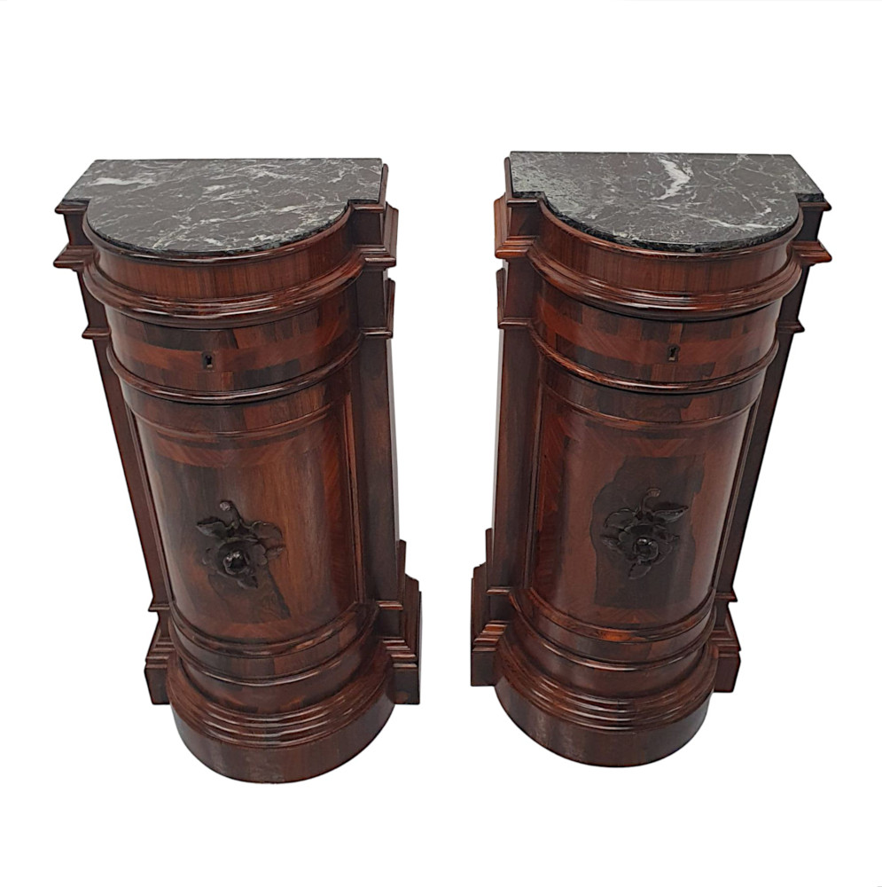 A Very Fine Pair of Late 19th Century Marble Top Plinths or Side Cabinets