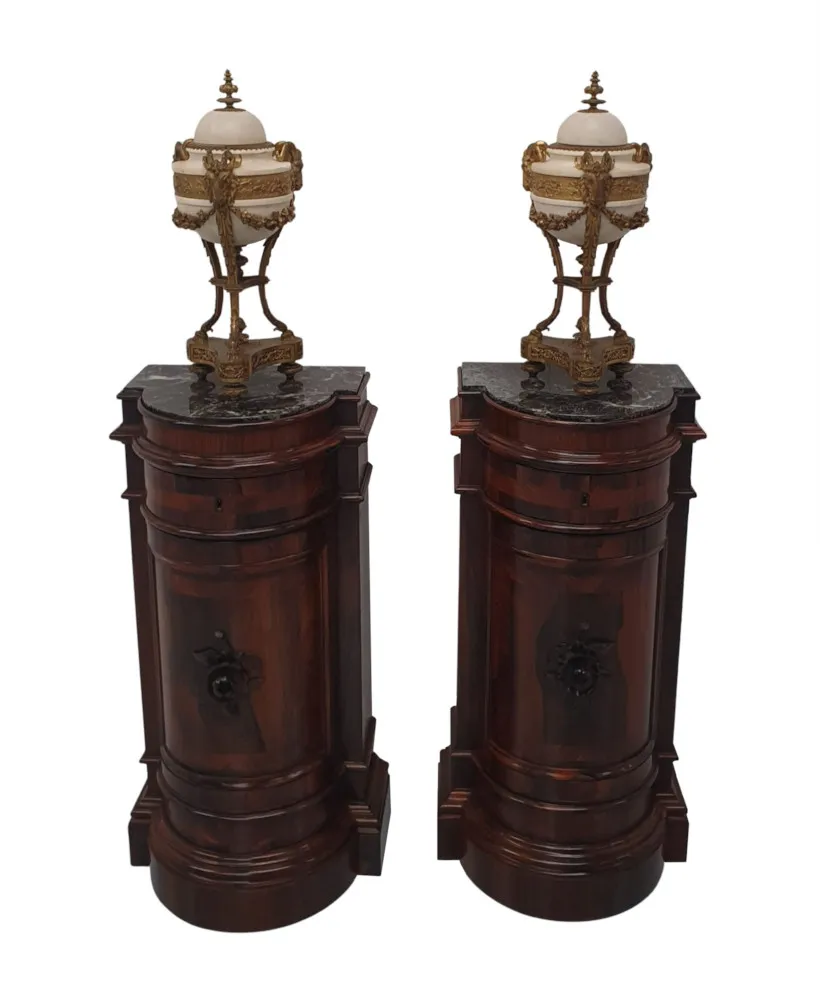 A Very Fine Pair of Late 19th Century Marble Top Plinths or Side Cabinets