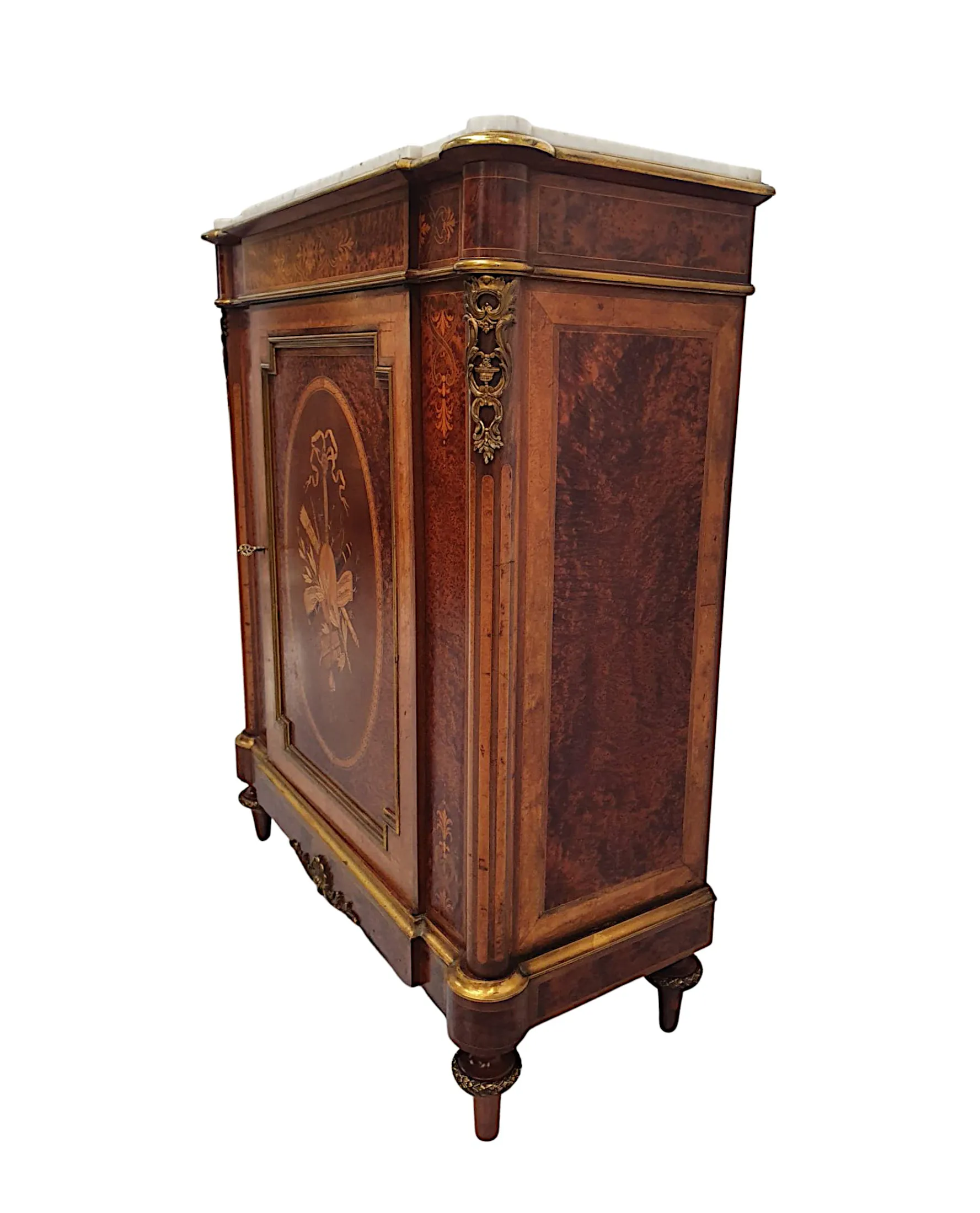 An Exceptional 19th Century Marble Top Side Cabinet 